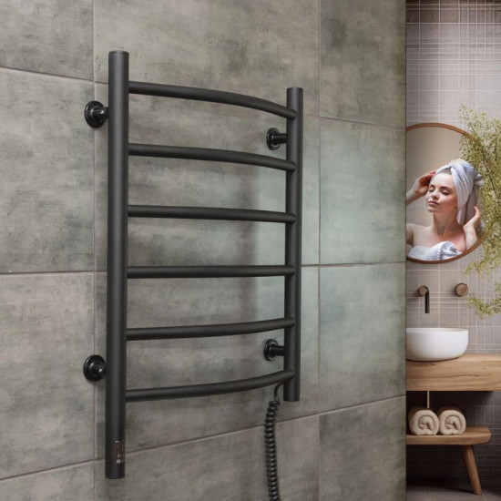 Полотенцесушитель Navin Камелия 480х600 Sensor 12-207033-4860 правый, сенсор с таймером, черный муар