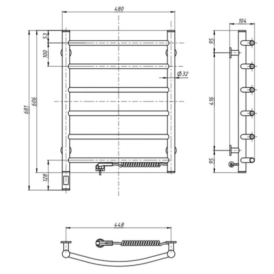 Полотенцесушитель Navin Камелия 480х600 Sensor 12-207033-4860 правый, сенсор с таймером, черный муар