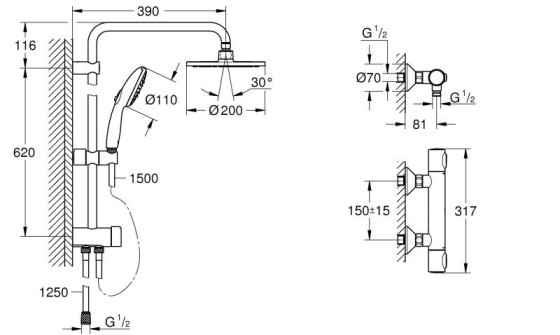 Душевая система Grohe Grohe QuickFix Precision Flow UA202908TR (34840000+26991001)