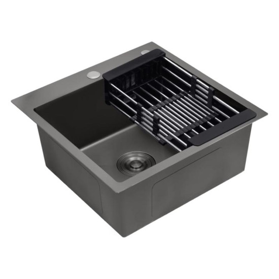 Кухонна мийка Kroner KRP Schwarze 4545HM PVD (3.0/1.0 мм)