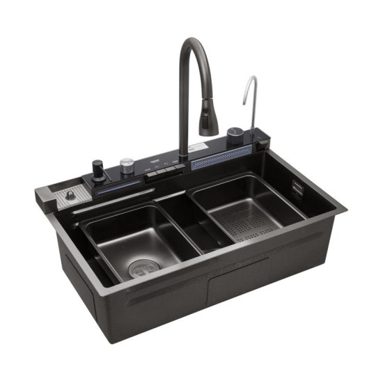 Кухонна мийка Kroner KRP Schwarze-SET7546ARTHM PVD (3.0/0.8 мм) (CV033375)