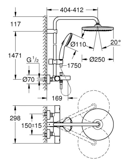 Душевая система Grohe Quickfix Vitalio Start 250 269882431