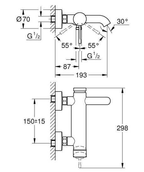 Смеситель для ванны Grohe Essence 25250001
