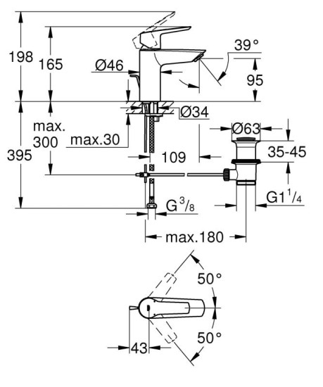 Змішувач для раковини Grohe QuickFix Start S-Size 24209002