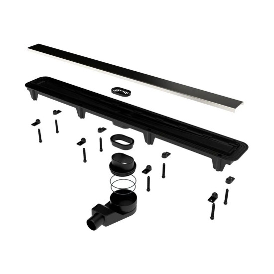 Лінійний трап Waterway Stream 750 мм чорний з решіткою LINE new (WSB800001N14)