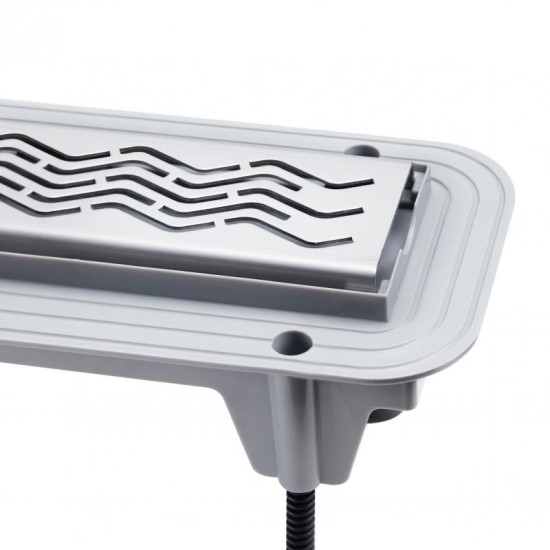 Лінійний трап Waterway Stream 850 мм сірий з решіткою Wave (WSB900001G12)