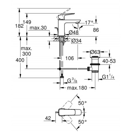 Смеситель для раковины Grohe Cubeo S-SiZE хром (1016940000)