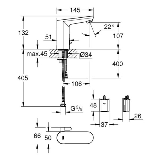 Змішувач для раковини Grohe Eurosmart Cosmopolitan E хром (36327002)