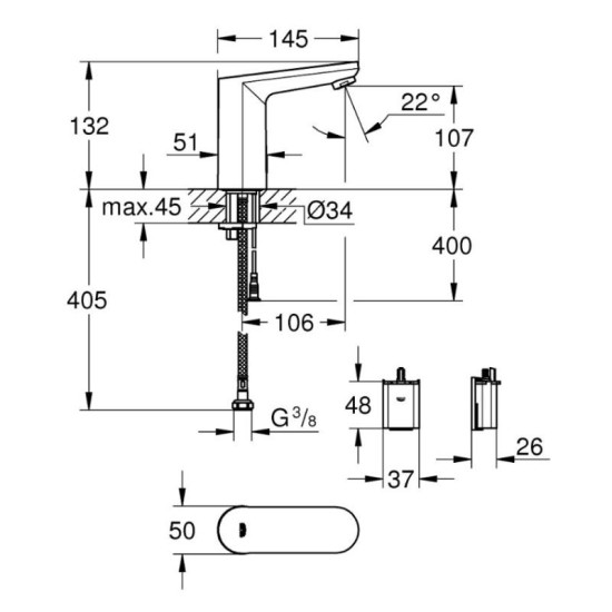 Смеситель для раковины Grohe Eurosmart Сosmopolitan E хром (36330002)