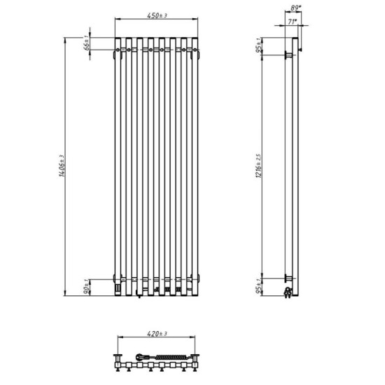 Рушникосушарка Navin Levante 450х1400 Sensor права, чорний муар 12-257053-4514