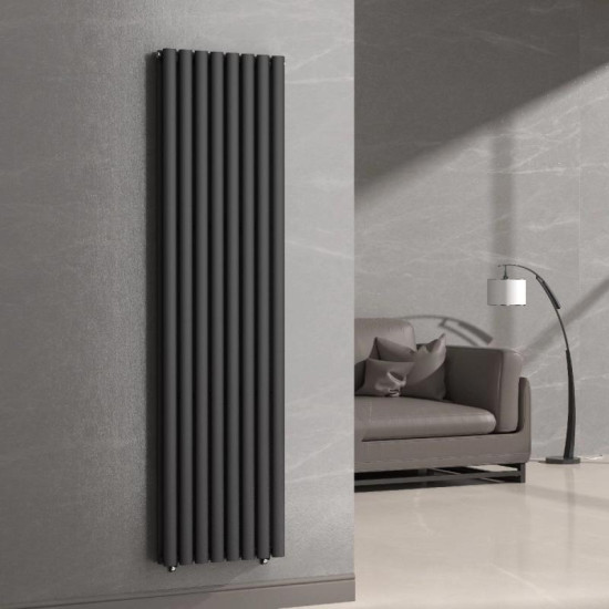 Вертикальний радіатор NAVIN Ellipse double 480x1800-8, anticor, чорний муар 02-245033-4818