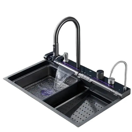 Кухонная мойка Zerix ZH7546-SET-04 DECOR Nano-Black (ZM5578)