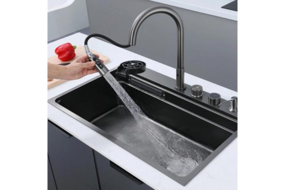 Кухонна мийка Zerix ZH7548-SET-03 Nano-Black (ZM5577)