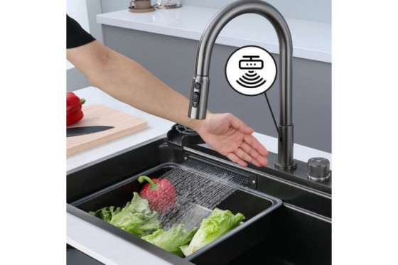 Кухонна мийка Zerix ZH7548-SET-03 Nano-Black (ZM5577)