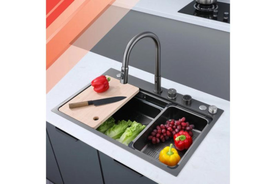 Кухонна мийка Zerix ZH7548-SET-03 Nano-Black (ZM5577)