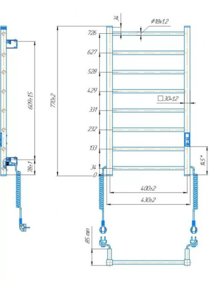 Полотенцесушитель Hygge Family HF Leeds 770x430 TR K (6.1.0801.06.BM)