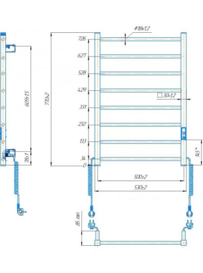 Полотенцесушитель Hygge Family HF Leeds 770x530 TR K (6.1.0802.06.WM)