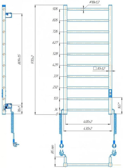 Рушникосушарка Hygge Family HF Leeds 970x430 TR K (6.1.0803.06.WM)