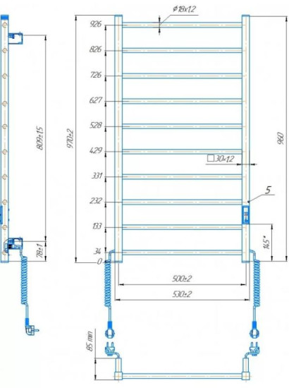 Полотенцесушитель Hygge Family HF Leeds 970x530 TR K (6.1.0804.06.WM)