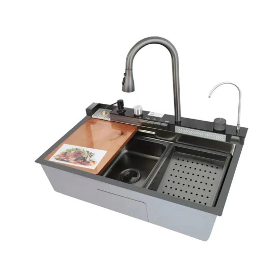 Кухонная мойка Mixxus MH7546-SET-06 DECOR NANO-BLACK (MX9576)