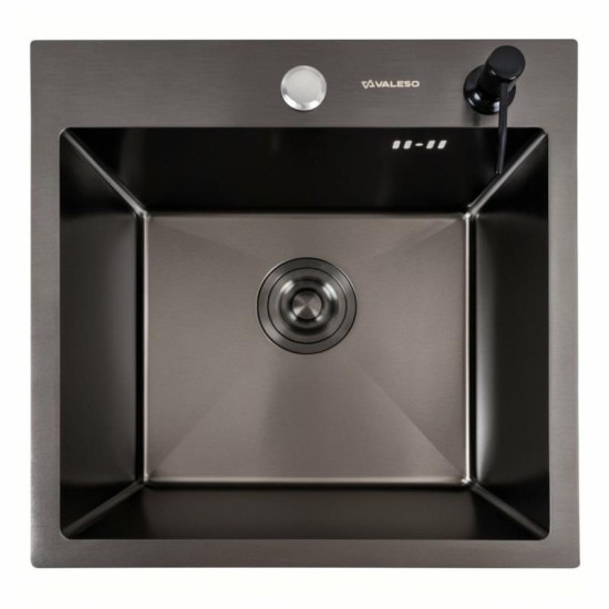 Кухонная мойка Valeso Handmade 45x45 PVD черная (сифон круглый 3,0/0,8)