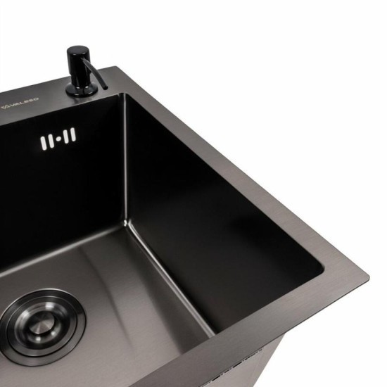 Кухонная мойка Valeso Handmade 45x45 PVD черная (сифон круглый 3,0/0,8)
