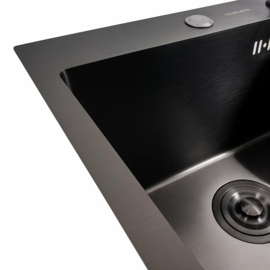 Кухонная мойка Valeso Handmade 45x45 PVD черная (сифон круглый 3,0/0,8)