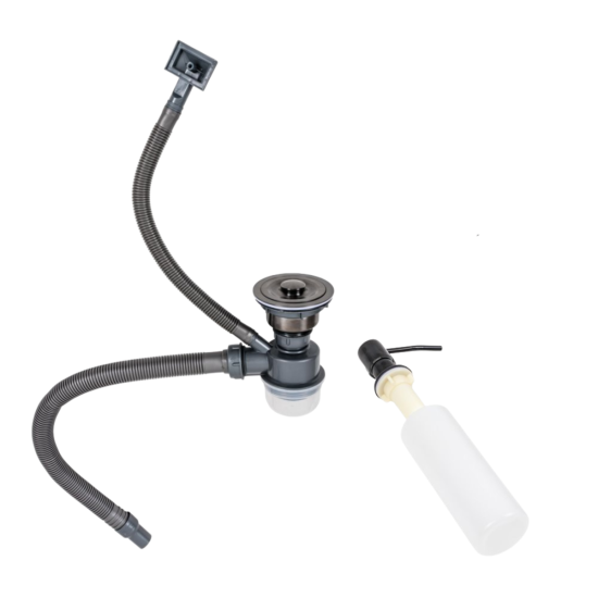 Кухонна мийка Valeso Handmade 50x50 PVD чорна (круглий сифон, 3,0/0,8)