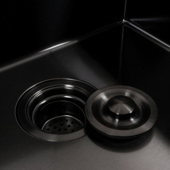 Кухонна мийка Valeso Handmade 50x50 PVD чорна ECN (круглий сифон, 2,0/0,5)