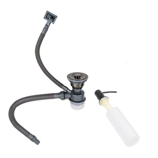 Кухонна мийка Valeso Handmade 50x50 PVD чорна ECN (круглий сифон, 2,0/0,5)