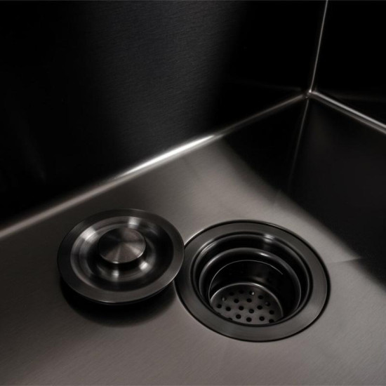 Кухонная мойка Valeso Handmade 58x43 PVD черная (круглый сифон, 3,0/0,8)