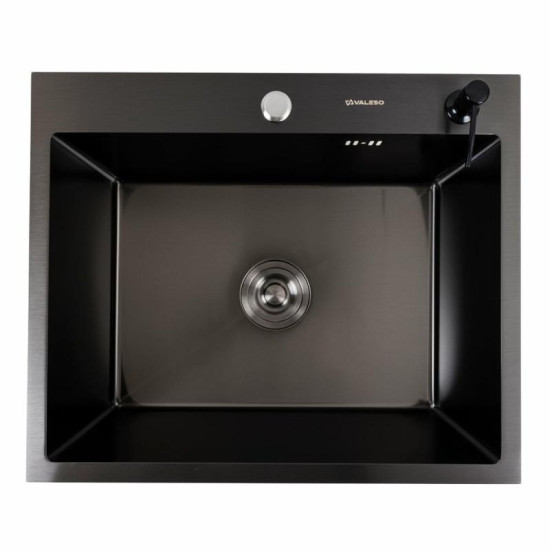 Кухонная мойка Valeso Handmade 60x50 PVD черная (круглый сифон, 3,0/0,8)