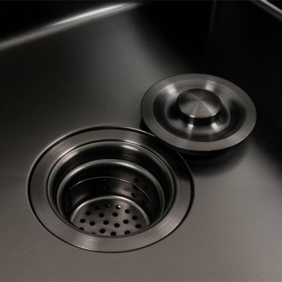 Кухонная мойка Valeso Handmade 60x50 PVD черная (круглый сифон, 3,0/0,8)