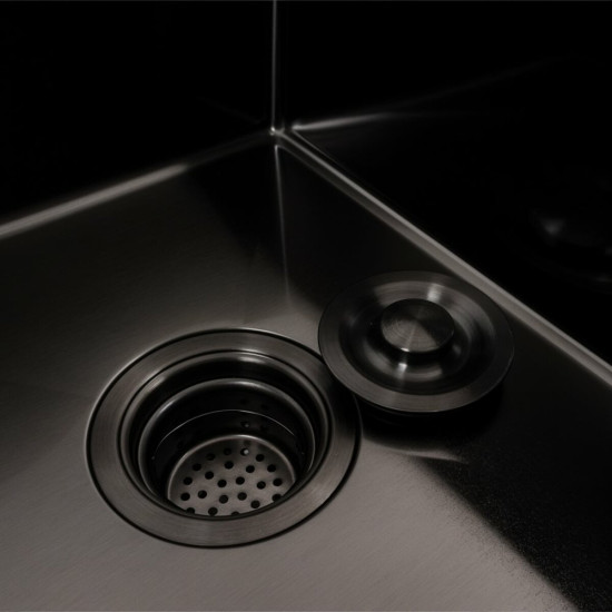 Кухонная мойка Valeso Handmade CM 58x48 L PVD черная (круглый сифон 3,0/0,8)