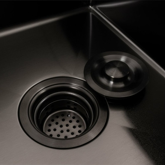 Кухонна мийка Valeso Handmade CM 58x48 R PVD чорна (круглий сифон 3,0/0,8)