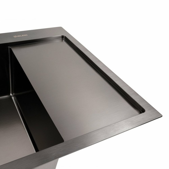 Кухонна мийка Valeso Handmade CM 65x50 L PVD чорна (круглий сифон 3,0/0,8)