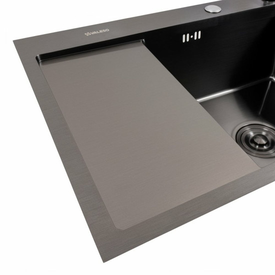 Кухонна мийка Valeso Handmade CM 65x50 R PVD чорна (круглий сифон 3,0/0,8)