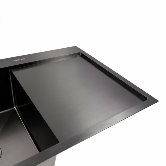 Кухонная мойка Valeso Handmade CM 78x50 L PVD черная (круглый сифон 3,0/0,8)