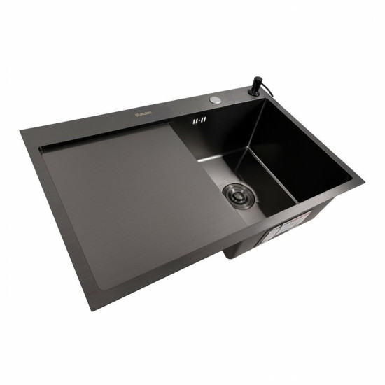 Кухонная мойка Valeso Handmade CM 78x50 R PVD черная (круглый сифон 3,0/0,8)