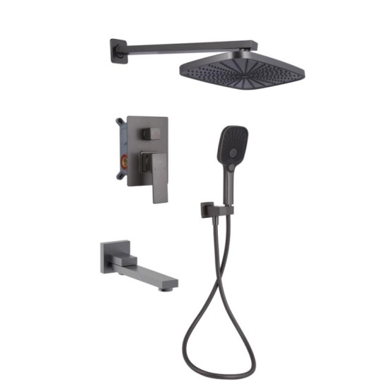 Душевая система скрытого монтажа Qtap Gemini QTGEM114GMB45704 Gunmetal Black PVD