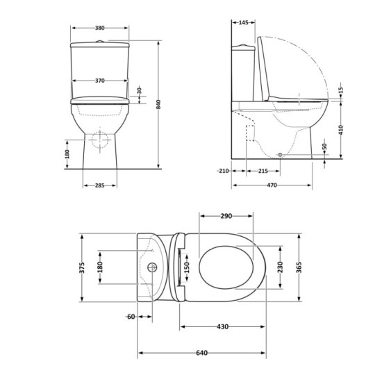 Унитаз-компакт Qtap Jay Ultra Quiet с сидением Soft-close 640x360x835 мм QT07222175TW White