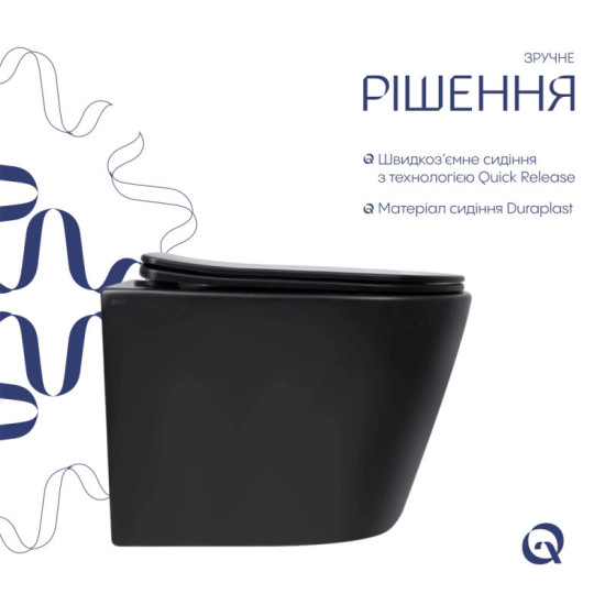 Унітаз підвісний Qtap Scorpio Ultra Quiet Soft-Close MATT BLACK QT14332380AMB
