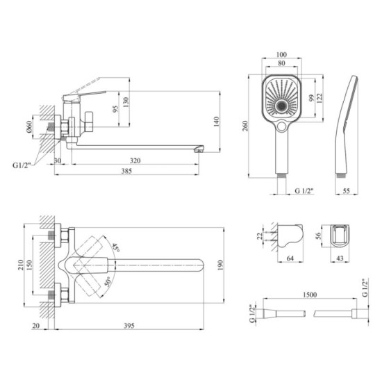 Змішувач для ванни Kroner KRP Makon - C070 (CV033862)