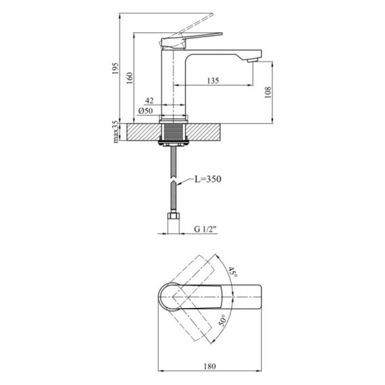Смеситель для раковины Kroner KRP Makon - C010 (CV033869)