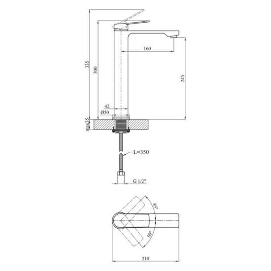 Змішувач для раковини Kroner KRP Makon - GRP010-3 (CV033868)