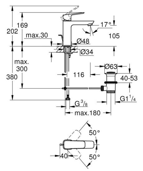 Змішувач для раковини Grohe Cubeo чорний матовий (1017492430)