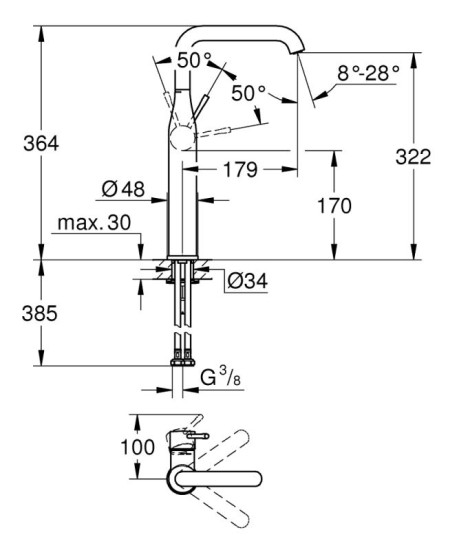 Смеситель для раковины Grohe Essence New XL-Size (24170001)
