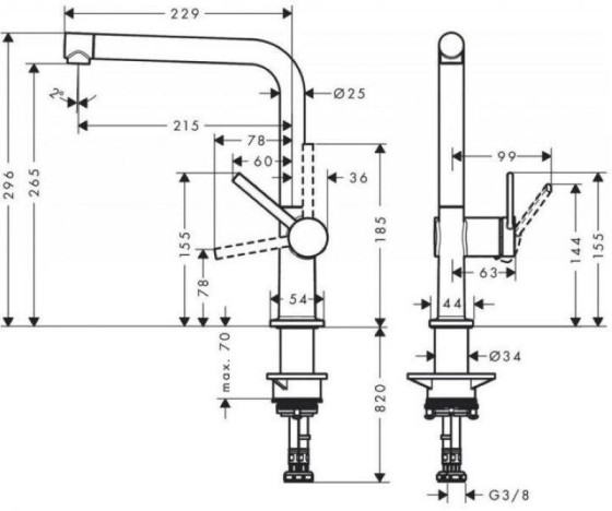 Кухонный смеситель Hansgrohe TALIS M54 72845670 черный матовый