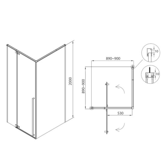 Душова кабіна Imprese Vaclav 90x90x200 s6408690L без піддону