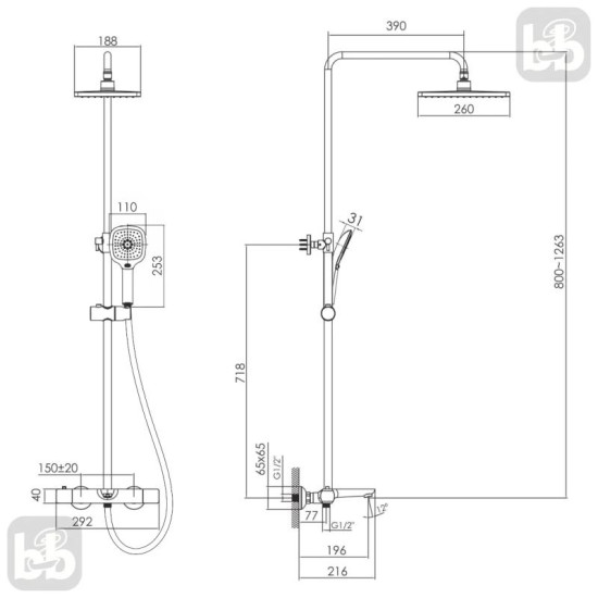 Душова система Imprese Bilovec t048B00901SQ хром